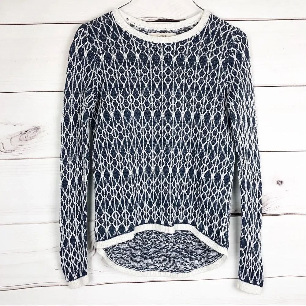 Loft Linen high Low Sweater size XS Petite Long Sleeve